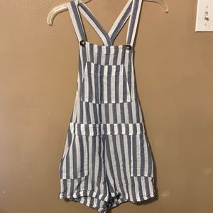 Show me your Mumu beach side striped shirt overalls XS cotton